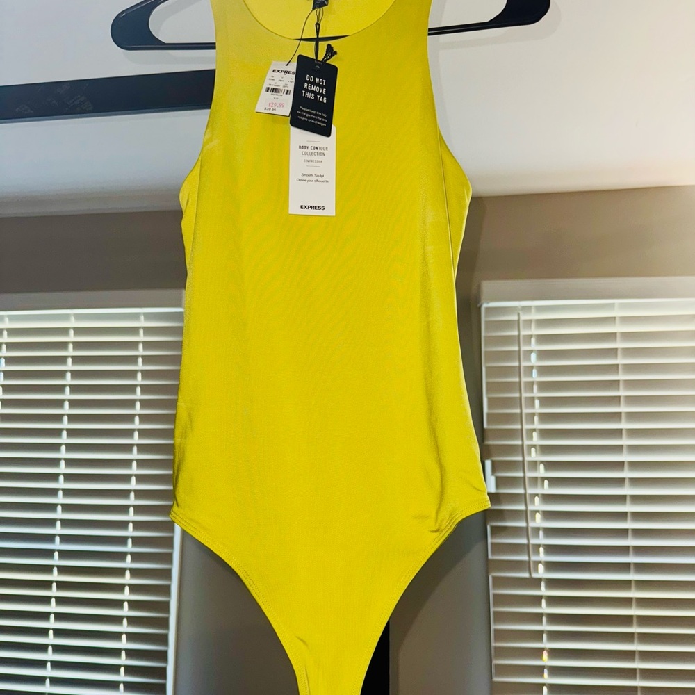 Express Vibrant Yellow Sleeveless Bodysuit